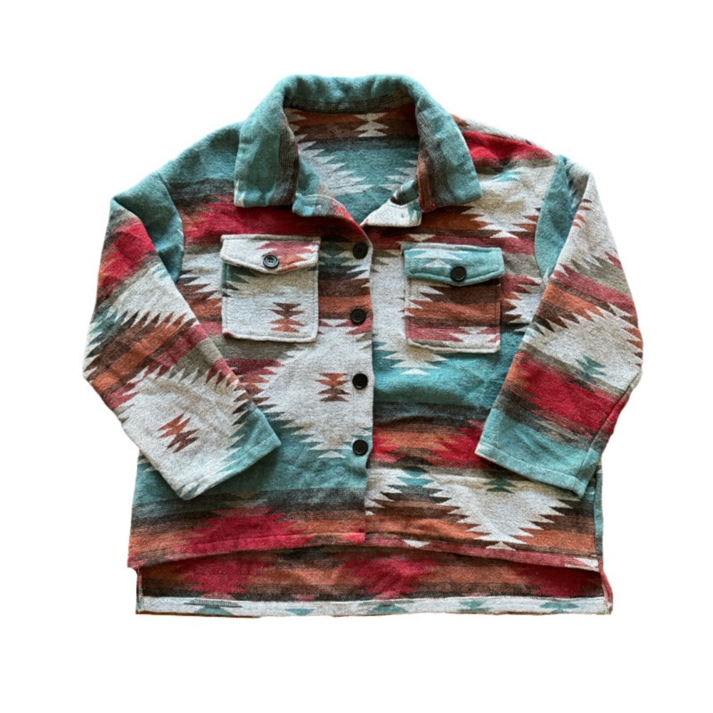 SHEIN Multicolor Geo Print Drop Shoulder Jacket